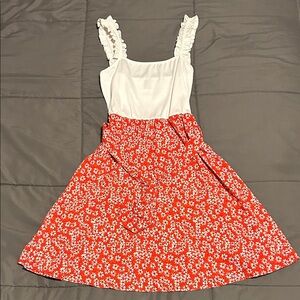 SHEIN White and Red Floral Dress